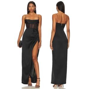 Nookie Emelie Gown Maxi Satin Ruched Party Guest Formal Gala Evening Prom XL